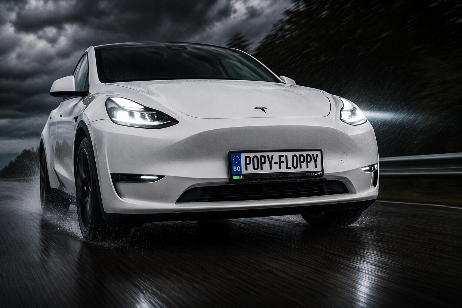 Charged underlay — fitted on Tesla Model Y front plate
