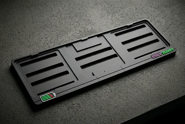 Charged — EV standard registration plate underlay for electric cars by Popy Floppy