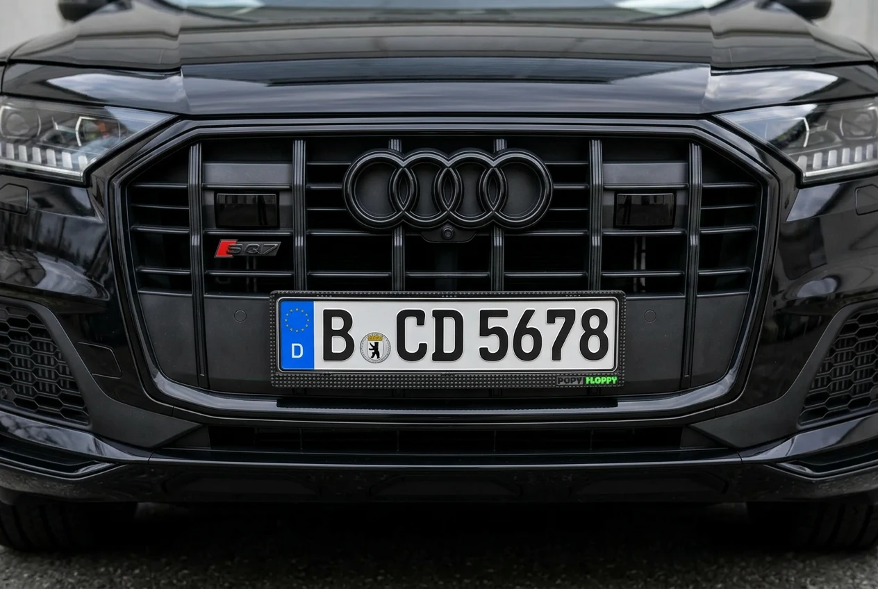 Pyramid number plate underlay — Audi SQ7 front
